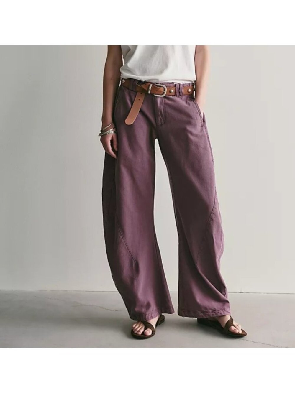 Free People Spotlight Washed Barrel Chino Trousers Italian Plum Y2K 90s Womens 6